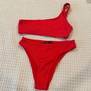 Nasty Gal Bold Red Asymmetrical Bikini